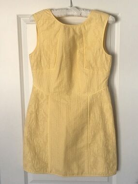 Tibi Pale Yellow Textured Sleeveless Mini Dress